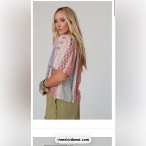 EEUC❤️❤️THREE BIRD NEST❤️ Mosaic Bloom Top in wine Multi size L